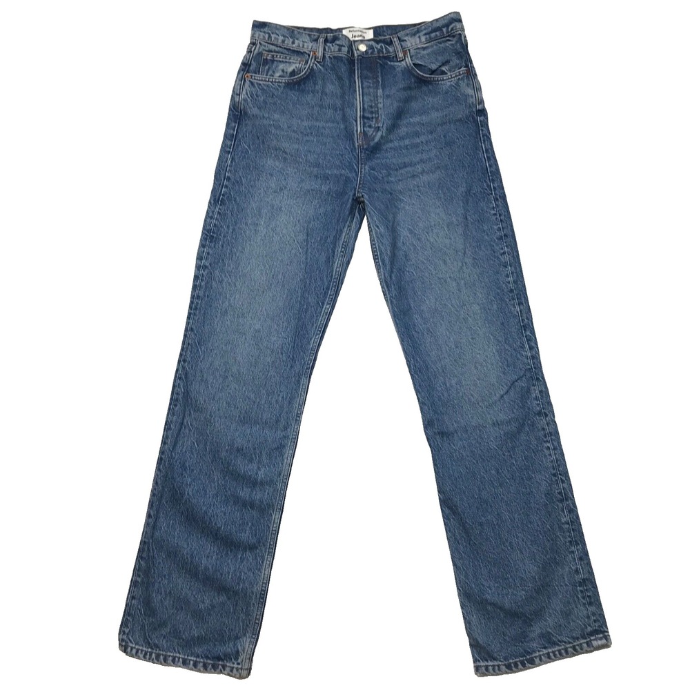 Reformation Jeans Womens Size 31 X 34 Cynthia High Rise Straight Long Button Fly